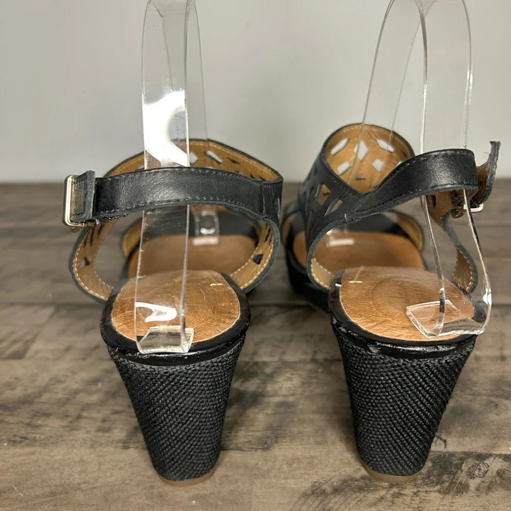 Clark’s Artisan Laser Cut Leather Wedge Sandals